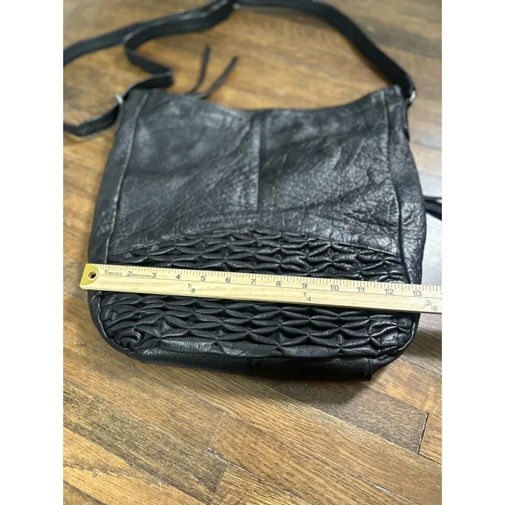 Day & Mood Isa Hobo Black Leather Detailed Large Shoulder Bag w/ Strap Excellent